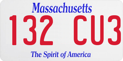MA license plate 132CU3