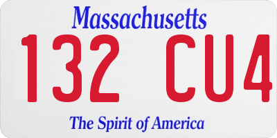 MA license plate 132CU4