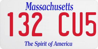 MA license plate 132CU5