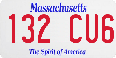 MA license plate 132CU6