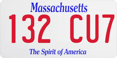MA license plate 132CU7