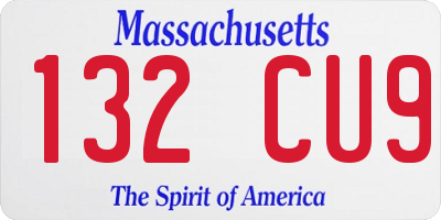 MA license plate 132CU9