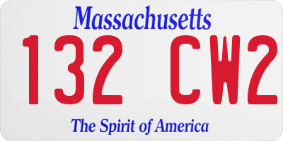 MA license plate 132CW2