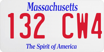 MA license plate 132CW4