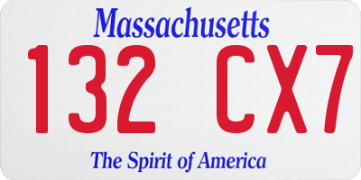 MA license plate 132CX7
