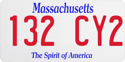 MA license plate 132CY2