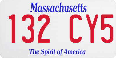 MA license plate 132CY5