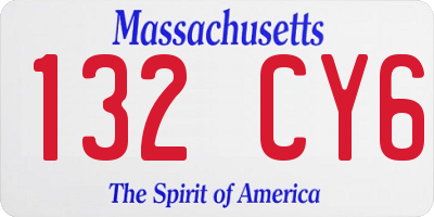 MA license plate 132CY6