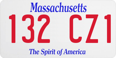 MA license plate 132CZ1