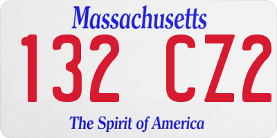 MA license plate 132CZ2