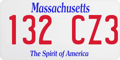 MA license plate 132CZ3