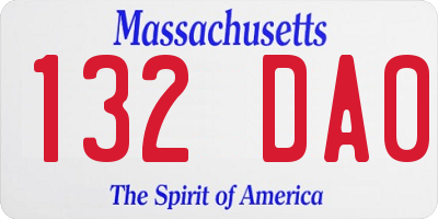 MA license plate 132DA0