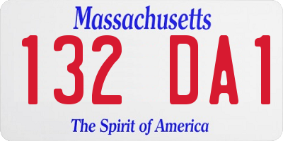 MA license plate 132DA1
