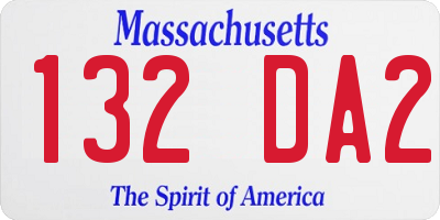 MA license plate 132DA2