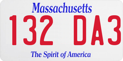 MA license plate 132DA3