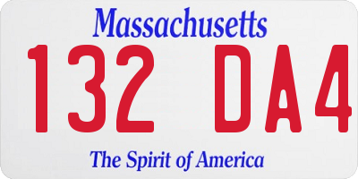 MA license plate 132DA4