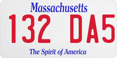 MA license plate 132DA5