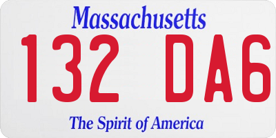 MA license plate 132DA6