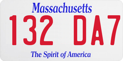 MA license plate 132DA7