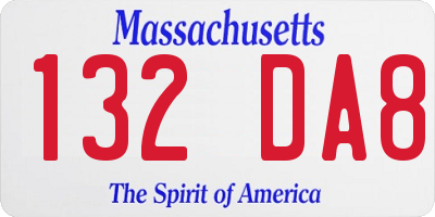 MA license plate 132DA8