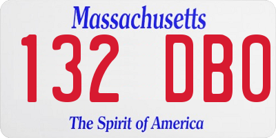 MA license plate 132DB0