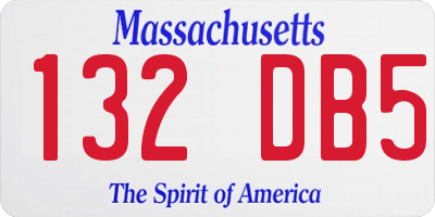 MA license plate 132DB5