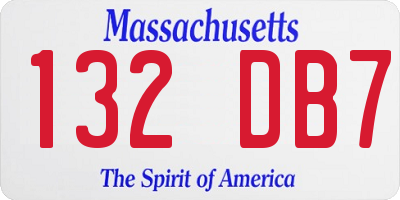 MA license plate 132DB7