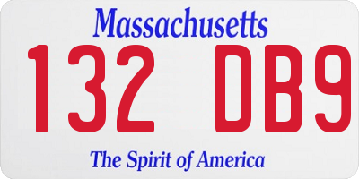 MA license plate 132DB9