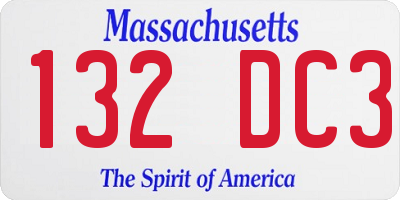 MA license plate 132DC3