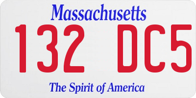 MA license plate 132DC5