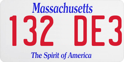 MA license plate 132DE3