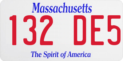 MA license plate 132DE5