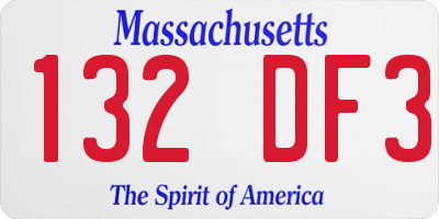 MA license plate 132DF3