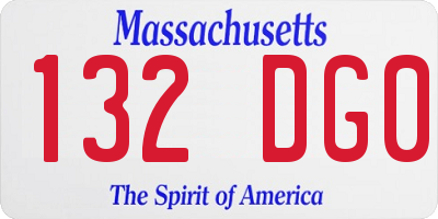 MA license plate 132DG0