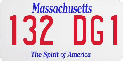 MA license plate 132DG1