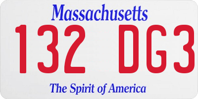 MA license plate 132DG3