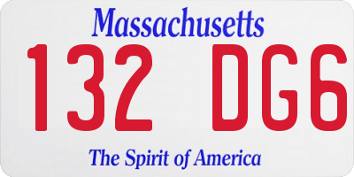 MA license plate 132DG6