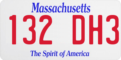 MA license plate 132DH3