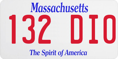 MA license plate 132DI0