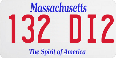 MA license plate 132DI2