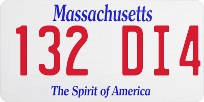 MA license plate 132DI4