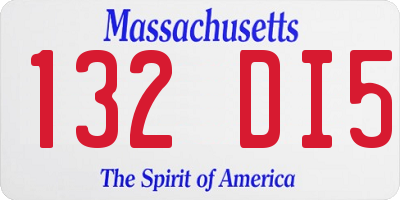 MA license plate 132DI5