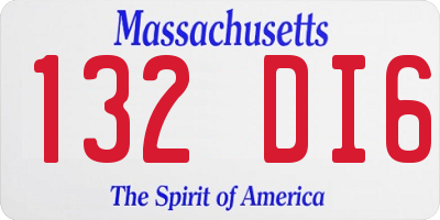 MA license plate 132DI6