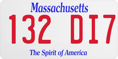 MA license plate 132DI7