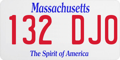 MA license plate 132DJ0