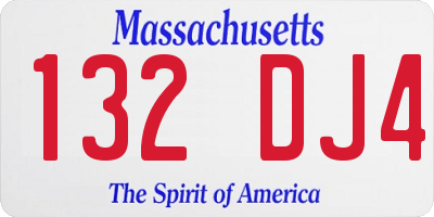 MA license plate 132DJ4