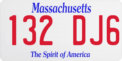 MA license plate 132DJ6