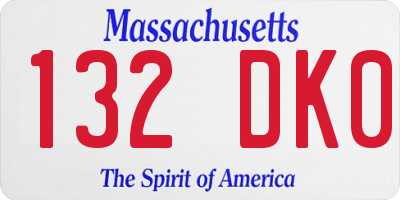 MA license plate 132DK0