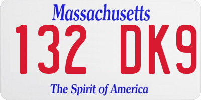 MA license plate 132DK9