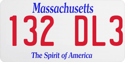 MA license plate 132DL3